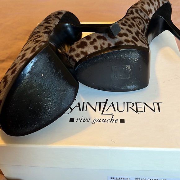 YSL Tribute Pony Hair Leopard Pump UNILEOPARD ANTHRACITE - Picture 11 of 12